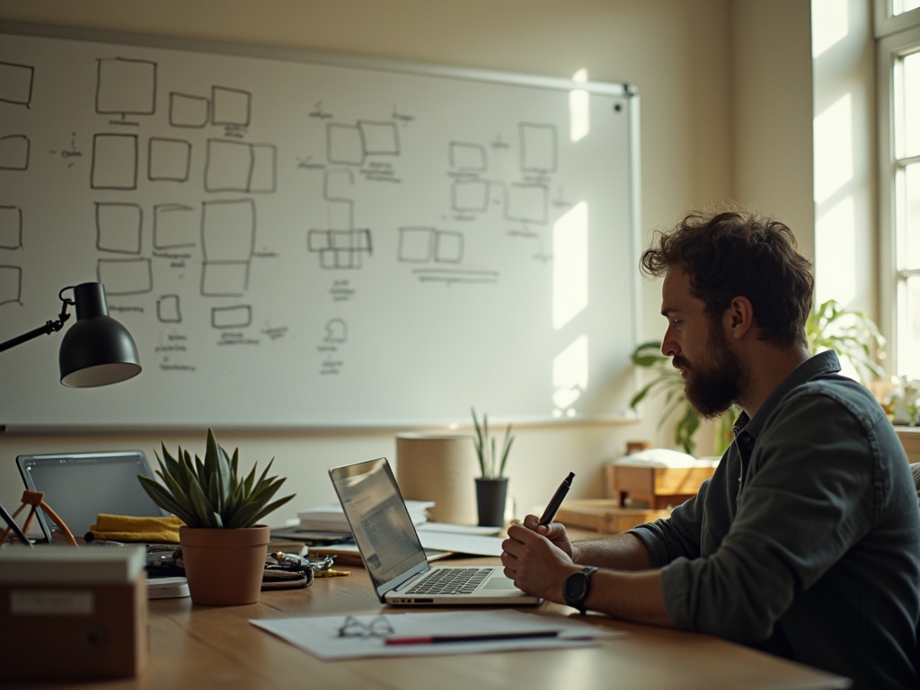 A founder and advisor in a working session, notebooks open, leaning forward in honest conversation